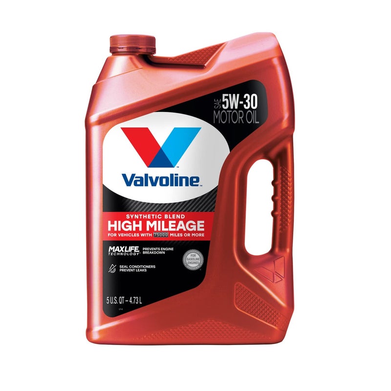 Valvoline High Mileage with MaxLife Technology SAE 5W-30 Synthetic Blend Motor Oil 5 QT - Image 1