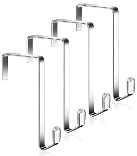 MISSLO 4 Pack Metal Over The Door Hook for Hanging Towels Rack Heavy Duty Door Hanger Organizer for Hang Clothes Coats in Bathroom Bedroom - Image 1