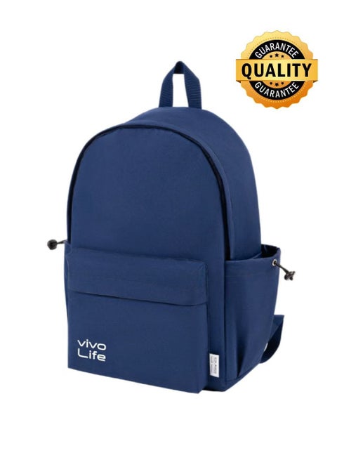 vivoLife Lightweight Large-Capacity Waterproof Backpack - Deep Blue | Multi-functional Commuting & Travel Backpack with 16-inch Laptop Compartment, Hidden Phone Pocket, and Adjustable Shoulder Straps
