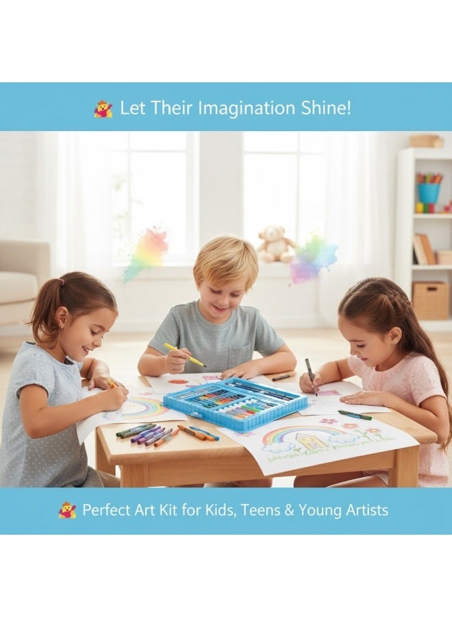 لوكاداه مجموعة فنية للأطفال مكونة من 68 قطعة - مجموعة رسم وتلوين مع أقلام تلوين، أقلام ملونة، ألوان زيتية، ألوان مائية، أقلام رسم، فرشاة، مسطرة، ممحاة ومبراة - لوازم فنية إبداعية للبنات، الأولاد، الأطفال، الفنانين المراهقين - Image 3