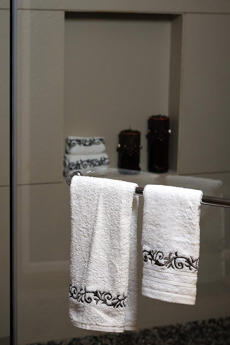 LUXELIFE LUXELIFE Black Branch Embroidery FACE Towels - Image 1
