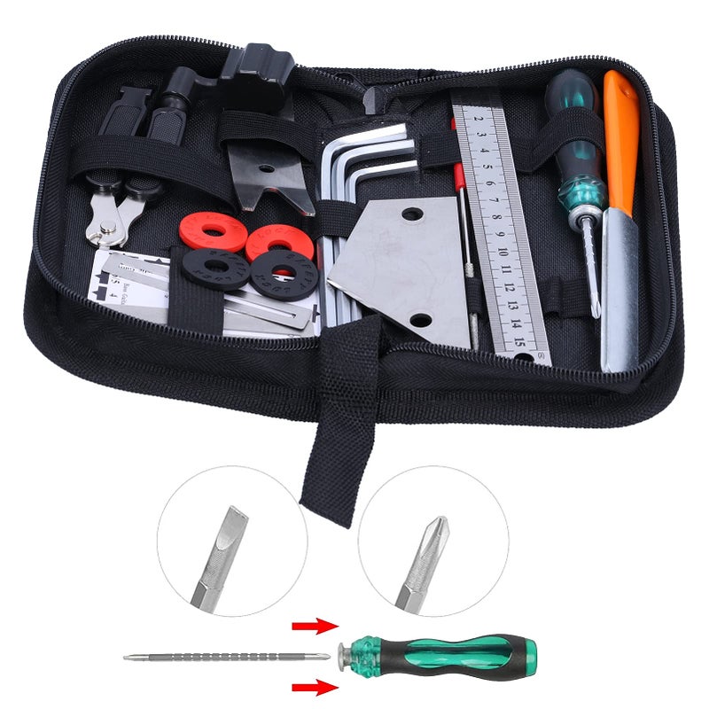 Guitar Repair Kit With String Winder Organizer 20 Pcs Maintenance Tools File Leveling Ruler - Image 2