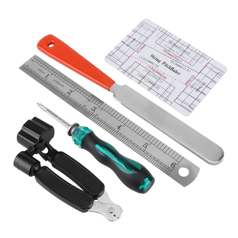 Guitar Repair Kit With String Winder Organizer 20 Pcs Maintenance Tools File Leveling Ruler - Image 5