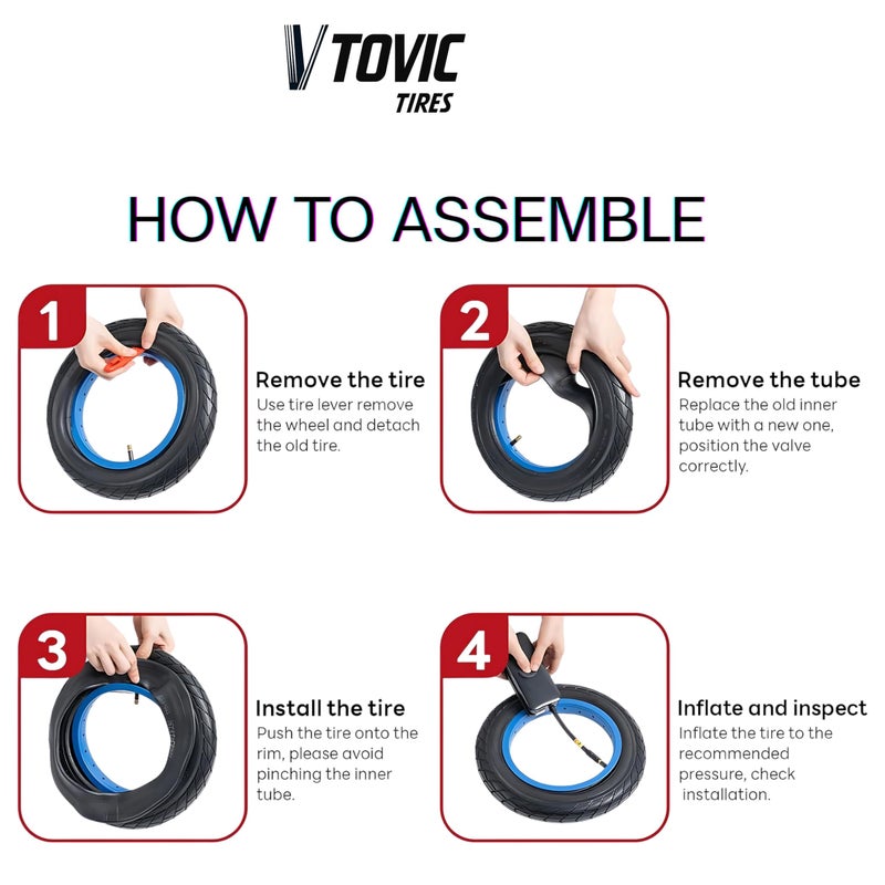 V-Tovic Tires 26" Bike Inner Tube AV48 Valve 26x2.125 | Heavy Duty Butyl Rubber Tube Compatible with Mountain, Road, City & Wheelchair Tires - Image 3
