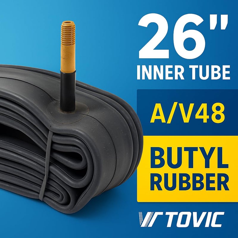 V-Tovic Tires 26" Bike Inner Tube AV48 Valve 26x2.125 | Heavy Duty Butyl Rubber Tube Compatible with Mountain, Road, City & Wheelchair Tires - Image 5