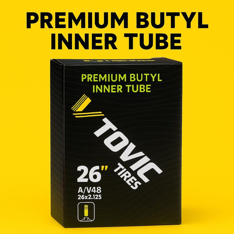 V-Tovic Tires 26" Bike Inner Tube AV48 Valve 26x2.125 | Heavy Duty Butyl Rubber Tube Compatible with Mountain, Road, City & Wheelchair Tires - Image 4
