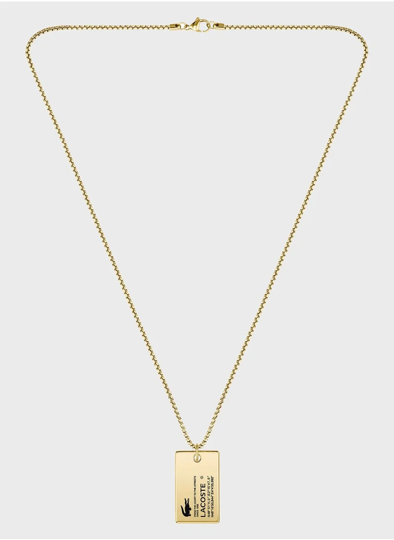 LACOSTE Stencil Logo Tag Necklace