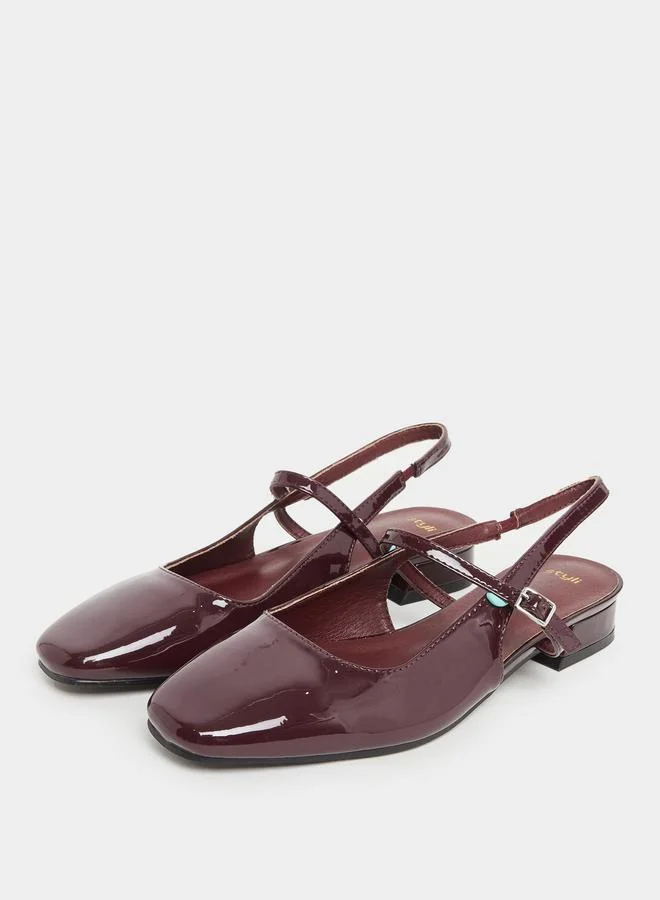 ستايلي Styli Solid Slingback Block Heel Sandals