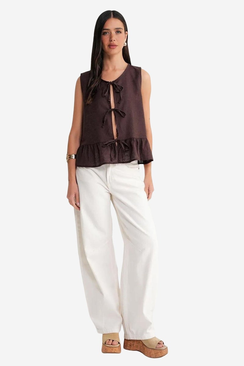 Mixray Frilly Tie Front Blouse - Image 2