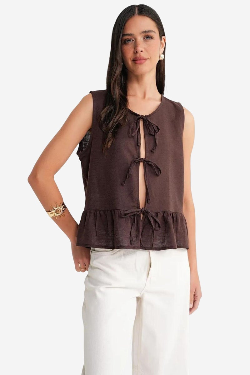 Mixray Frilly Tie Front Blouse - Image 1