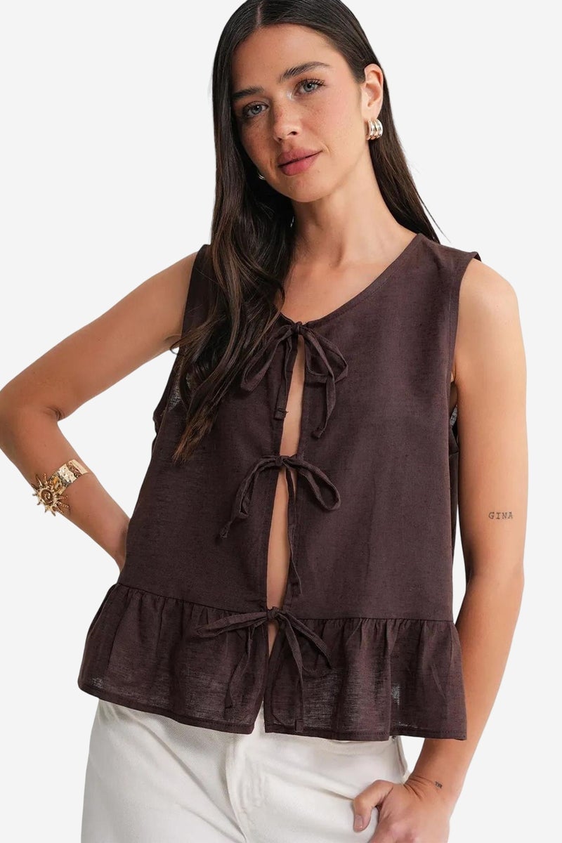 Mixray Frilly Tie Front Blouse - Image 3