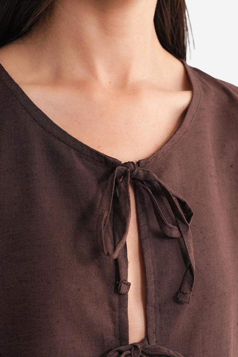 Mixray Frilly Tie Front Blouse - Image 5