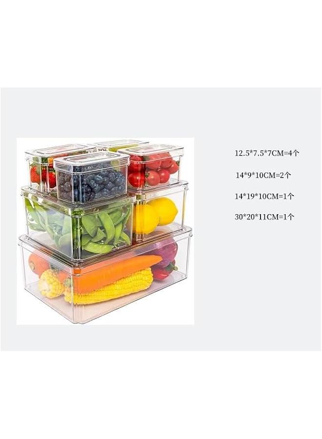 HOOKOR 8Pcs Food Storage Container, Fridge Organizer Bins with Lids & Drain Tray, Vegetable & Fruit Storage Containers for Fridge Organization, Stackable Food Storage Containers and Pantry Organization - Image 2