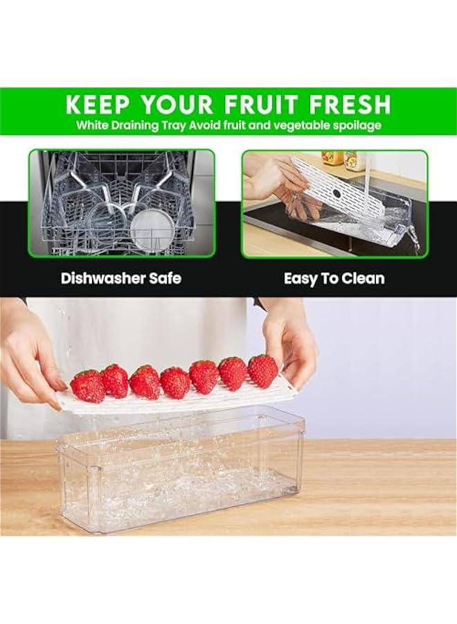 HOOKOR 8Pcs Food Storage Container, Fridge Organizer Bins with Lids & Drain Tray, Vegetable & Fruit Storage Containers for Fridge Organization, Stackable Food Storage Containers and Pantry Organization - Image 5