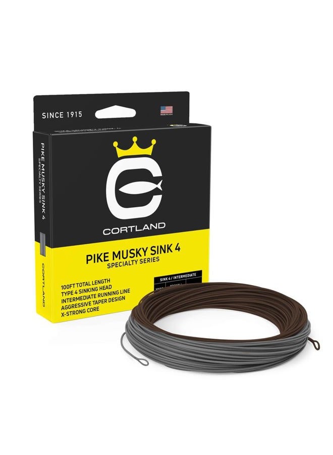 Cortland Pike Musky Sink 4 Fly Line, Brown/Gray 100ft, WF12S/I - Image 1
