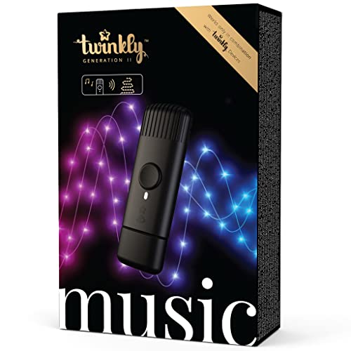 Twinkly Music, Sound Sensor for LED Lights, Bluetooth and Wi-Fi Sensor to Sync with Music and Smart Lights via App, USB Power, Black - Image 1