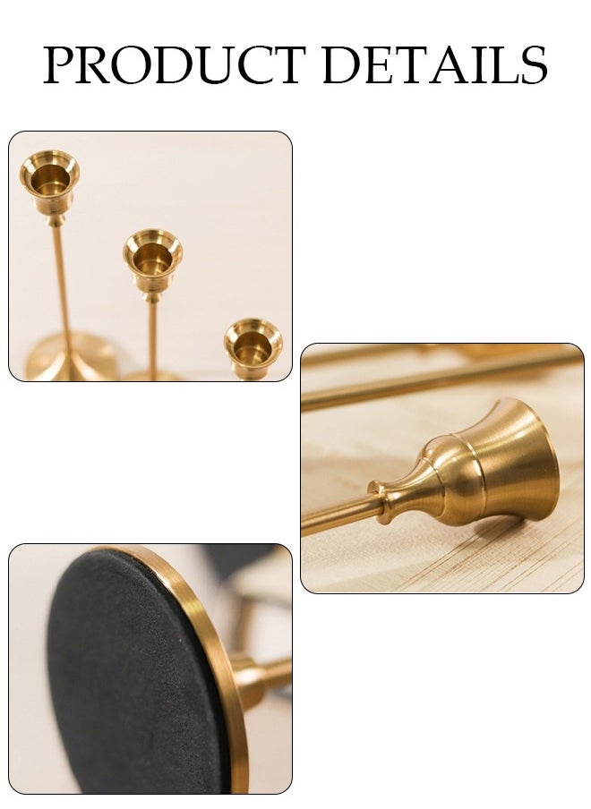 DUNISO A set of three golden candle holders, used for decorating cone-shaped candle holders with anti slip bases, suitable for weddings, dinners, and parties  - Image 5