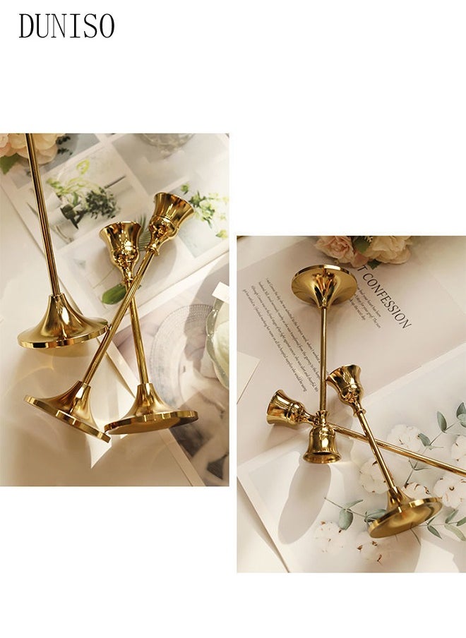 DUNISO - A set of three golden candle holders, used for decorating cone-shaped candle holders with anti slip bases, suitable for weddings, dinners, and parties - Image 1