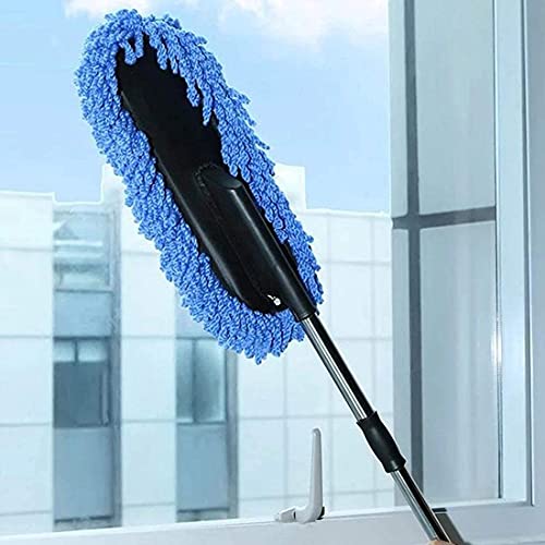 Alexvyan Removable Telescopic Car Wax Drag Nano Fiber Car Wash Brush Car Dusting Tool Car Mop Wax Dash Duster Exterior Interior Cleaning Kit Car Duster 1 Pcs Set, (Blue Colored) - Image 4