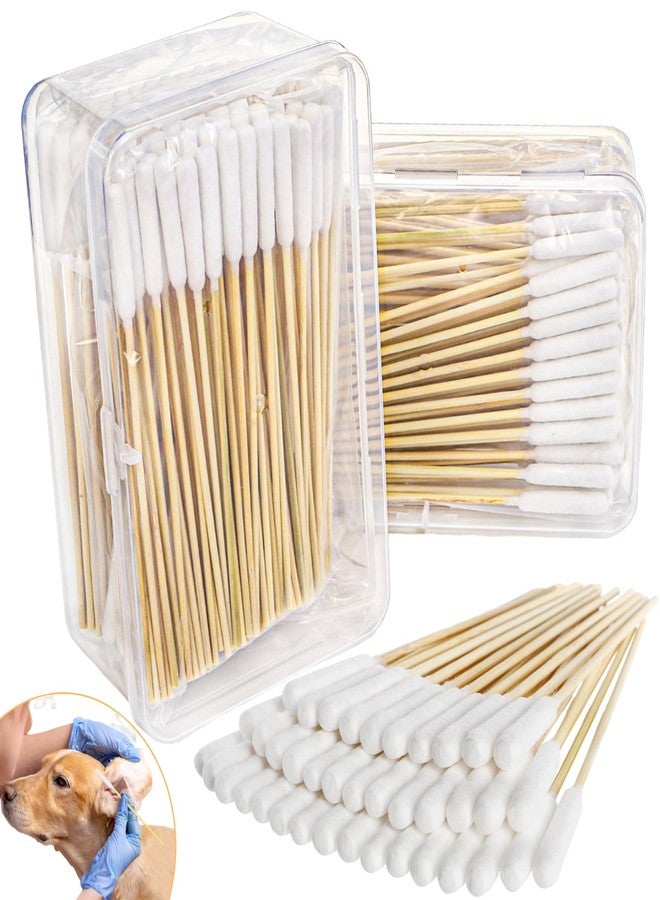 Mezchi 400 Pcs Dog Ear Cleaning Swabs with Storage Box, 6 Inch Long Cotton Swabs with Bamboo Handle for Dogs, Dog Ear Cleaner Tool for Safe Pet Ear Care - Image 1