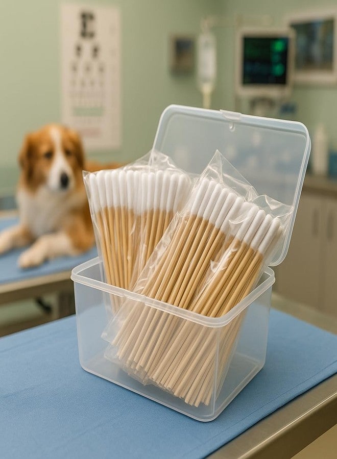 Mezchi 400 Pcs Dog Ear Cleaning Swabs with Storage Box, 6 Inch Long Cotton Swabs with Bamboo Handle for Dogs, Dog Ear Cleaner Tool for Safe Pet Ear Care - Image 5