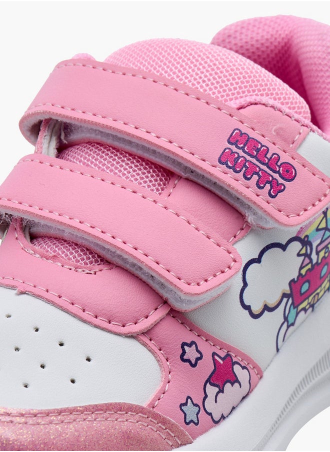 Hello Kitty Girls Print Sneakers with Hook and Loop Closure  - Image 4
