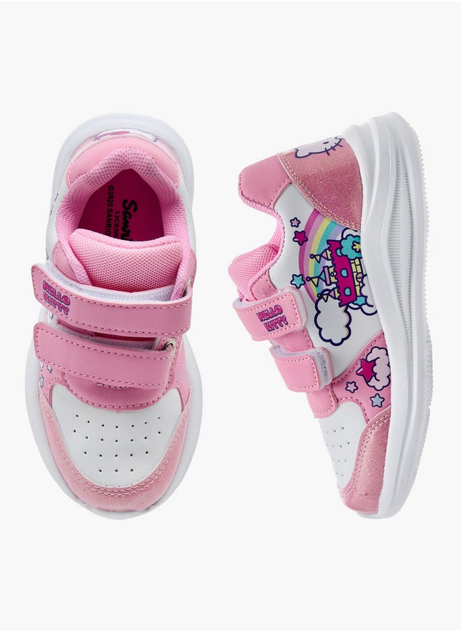 Hello Kitty Girls Print Sneakers with Hook and Loop Closure  - Image 1