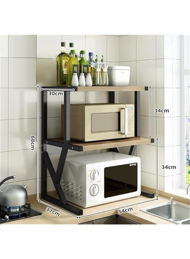 HOOKOR Microwave Stand Oven Storage Rack,3-Tier Kitchen shelving,Microwave Shelf Kitchen Organizer Shelf, Wood Kitchen Counter Spice Rack Desktop for Kitchen (White) - Image 2