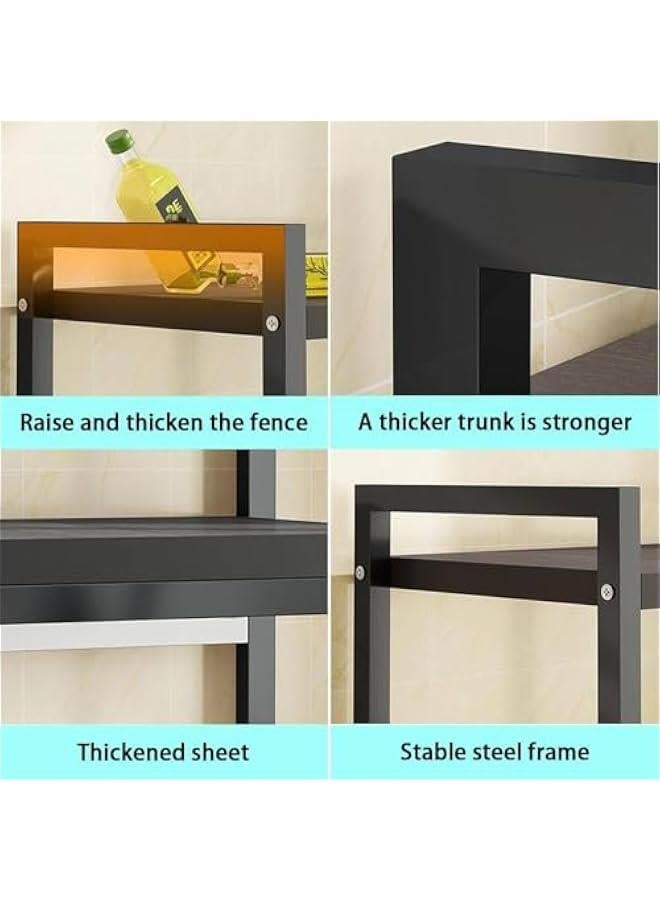 HOOKOR Microwave Stand Oven Storage Rack,3-Tier Kitchen shelving,Microwave Shelf Kitchen Organizer Shelf, Wood Kitchen Counter Spice Rack Desktop for Kitchen (White) - Image 3