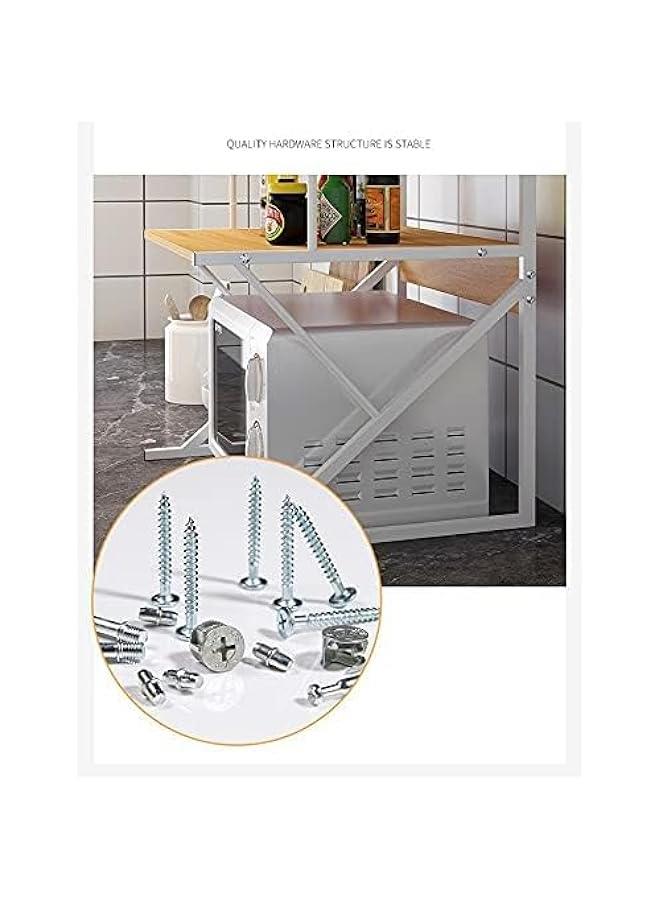 HOOKOR Microwave Stand Oven Storage Rack,3-Tier Kitchen shelving,Microwave Shelf Kitchen Organizer Shelf, Wood Kitchen Counter Spice Rack Desktop for Kitchen (White) - Image 5