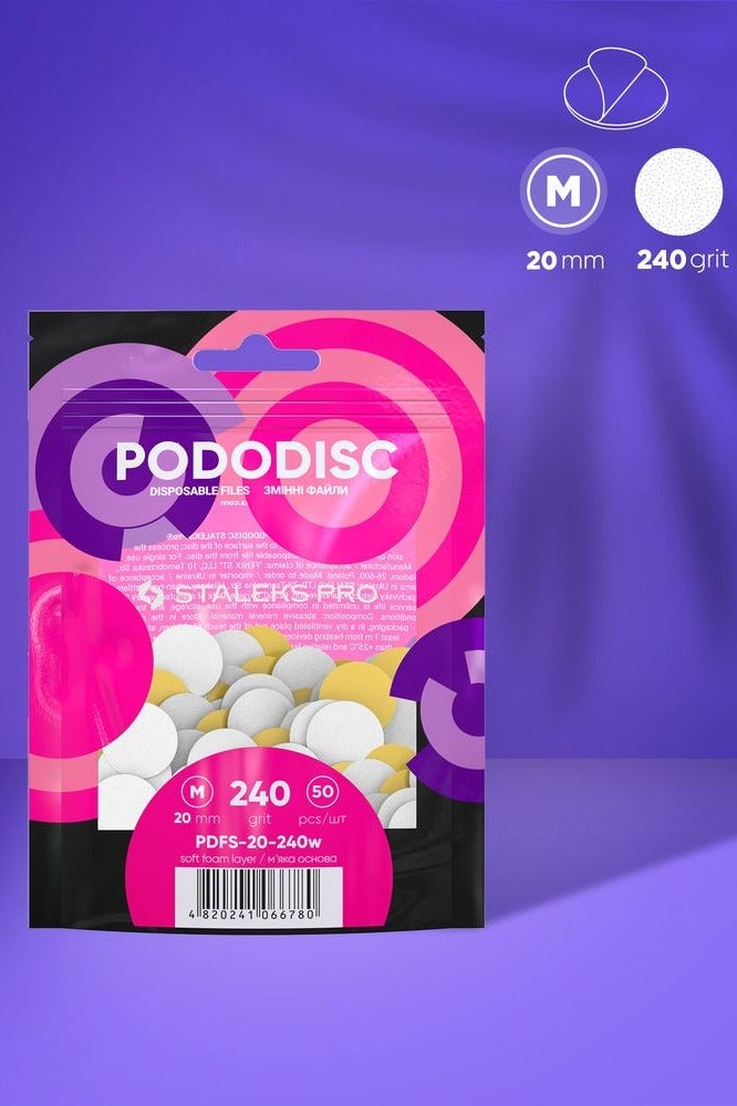 ستالكس برو ستكر قرص البديكير مع طبقة اسفنج (بودو ديسك) مقاس وسط خشونة 240 (50 ستكر) - Image 1
