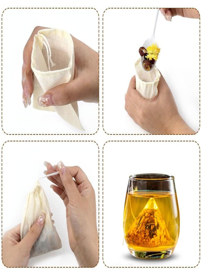 EYBDYB 30 PCS Reusable Cotton Tea Bags with Drawstring – Natural Loose Leaf Tea Filter Bags, Empty Herb & Seasoning Bags for Tea, Coffee, Spices, Soup, and DIY Scented Sachets - Image 3