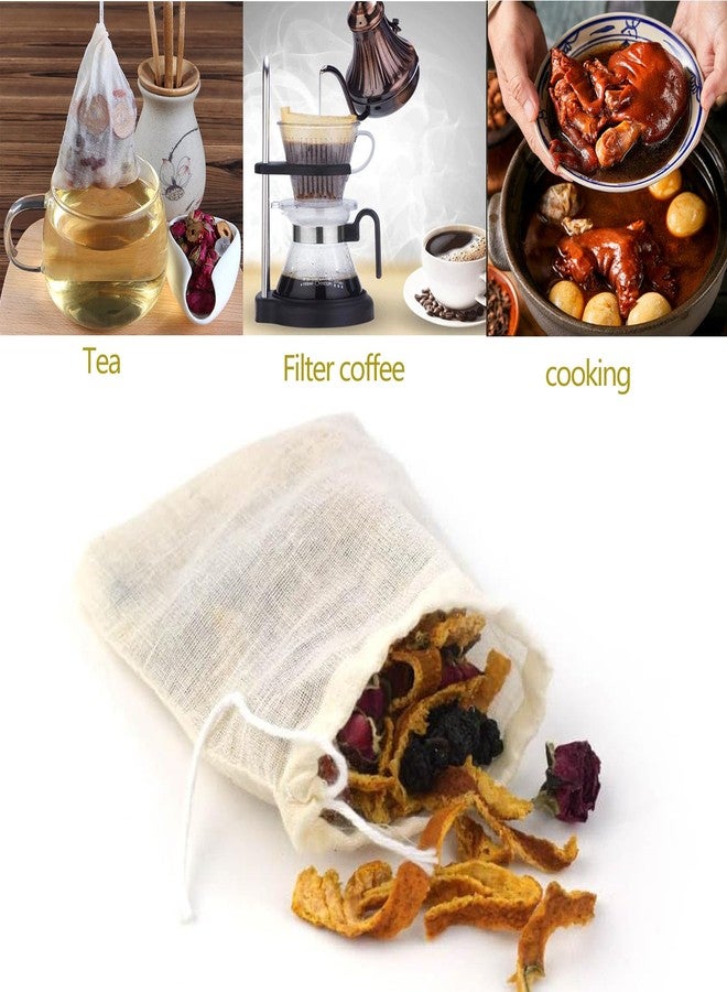 EYBDYB 30 PCS Reusable Cotton Tea Bags with Drawstring – Natural Loose Leaf Tea Filter Bags, Empty Herb & Seasoning Bags for Tea, Coffee, Spices, Soup, and DIY Scented Sachets - Image 4