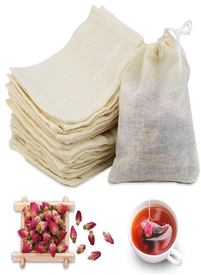 EYBDYB 30 PCS Reusable Cotton Tea Bags with Drawstring – Natural Loose Leaf Tea Filter Bags, Empty Herb & Seasoning Bags for Tea, Coffee, Spices, Soup, and DIY Scented Sachets - Image 1