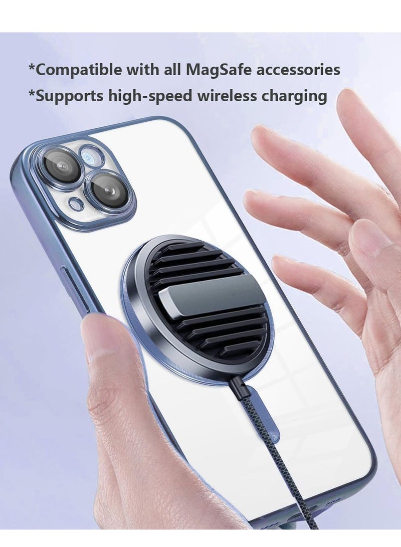 MIGOFAST iPhone 13 Magnetic Case for Case [Compatible with MagSafe] Camera Lens Protector Plating Luxury Cover for Women Men Clear Soft TPU Shockproof Protective Blue - Image 4