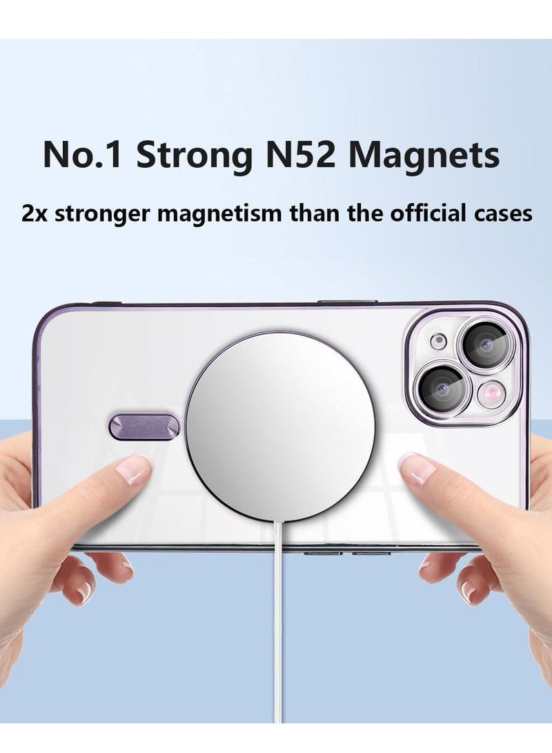 MIGOFAST iPhone 13 Magnetic Case for Case [Compatible with MagSafe] Camera Lens Protector Plating Luxury Cover for Women Men Clear Soft TPU Shockproof Protective Blue - Image 5