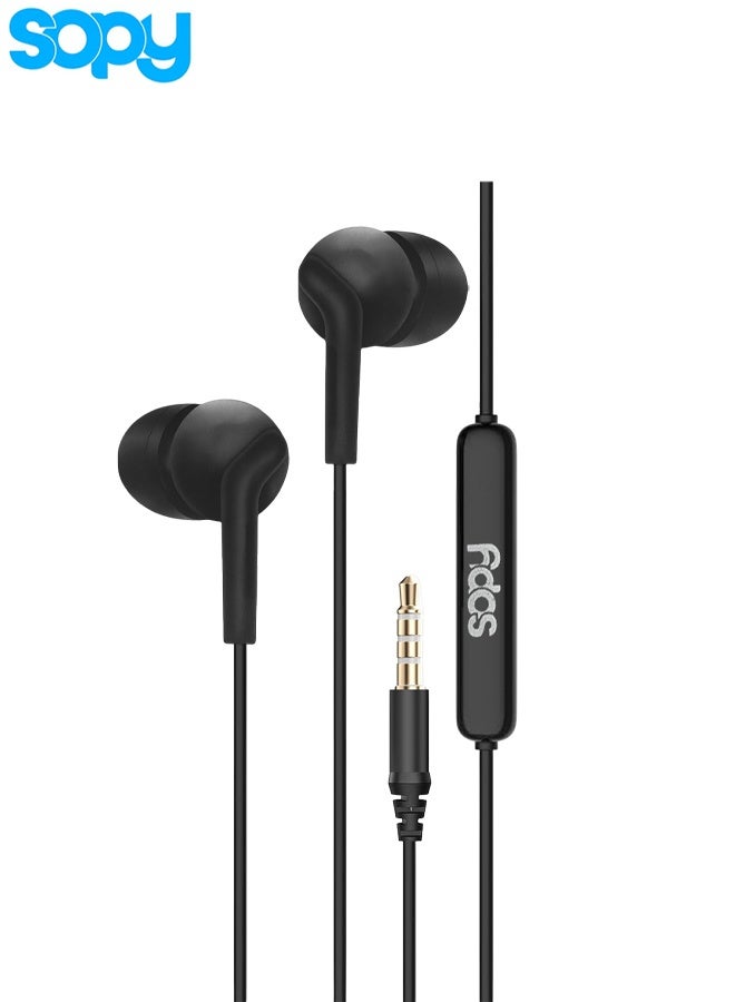 Sopy SP-301 Wired Earphones: Experience High-Fidelity Audio with Powerful 10mm Super Bass, Ergonomic Semi-In-Ear Comfort, and a Clear HD Call Microphone, Compatible with all Aux Devices for Everyday Listening - Image 2