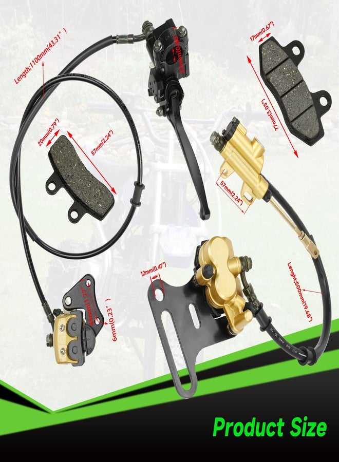 XIKOBY Pit Bike Front Brake & 12mm Rear Hydraulic Disc Brake Caliper Assembly Compatible with Apollo SSR 125cc 110cc Tao Tao Coolster Roketa X-pro 4-Stroke 50cc 70cc 90cc Chinese Dirt Bike Parts - Image 3