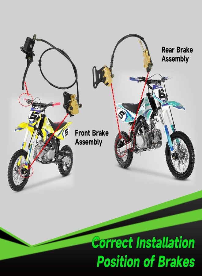 XIKOBY Pit Bike Front Brake & 12mm Rear Hydraulic Disc Brake Caliper Assembly Compatible with Apollo SSR 125cc 110cc Tao Tao Coolster Roketa X-pro 4-Stroke 50cc 70cc 90cc Chinese Dirt Bike Parts - Image 2