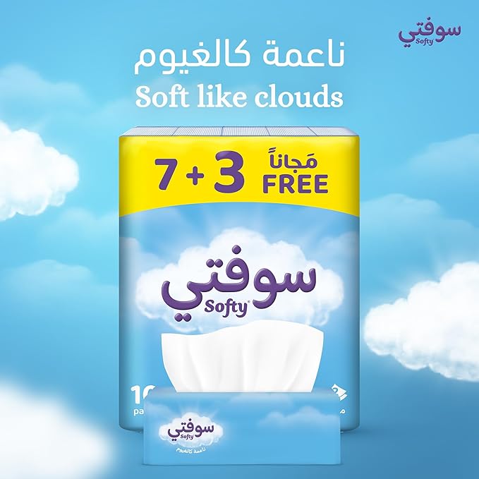 Kleenex Softy,Soft Pack Facial Tissues, Packs of 7 + 3 Free x 130 Sheets, Tissue Paper for Face & Hands, 2-Ply Dependable Strength - Image 2