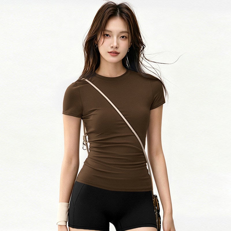 Women's Yoga Fitness Set Short Sleeve Quick Dry Running Training T-Shirt and Shorts - Image 2