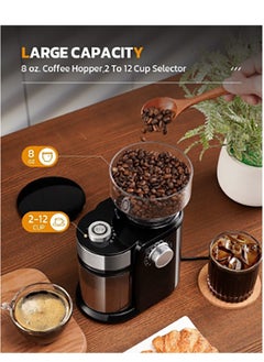 Bukela Electric Coffee Grinder Automatic Coffee Bean Grinder for French Press Drip Coffee and Espresso Adjustable Burr Coffee Grinder with 18 Settings 12 Cups Black  - Image 3