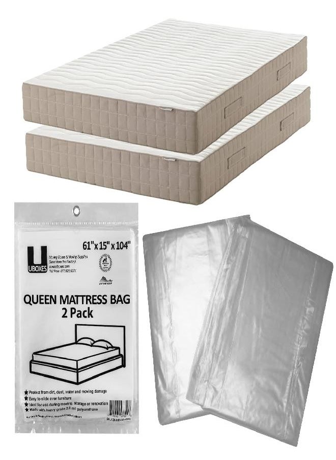 Uboxes Uboxes Queen Mattress Moving Cover, 2 Pack, Clear, 61 x 15 x 90, QUEENCOVER02  - Image 3