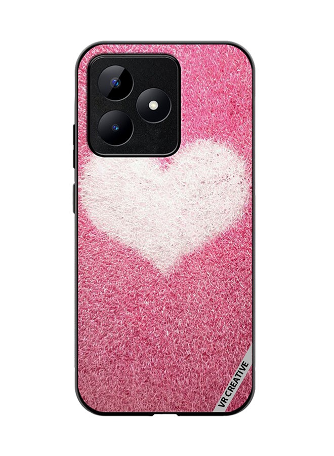 VR CREATIVE Protective Case Cover For Realme C53 Pink with white heart Design Multicolour - Image 1