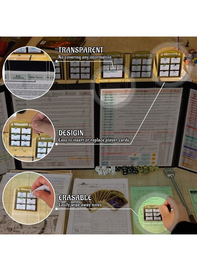 CZYY - Dnd Initiative & Combat Tracker Set Of 6Pcs Erasable Acrylic Top On Screen With Character Monster Insert Cards Great Dm Tools Accessories For Dungeons And Dragons Pathfinder Ttrpgs - Image 1