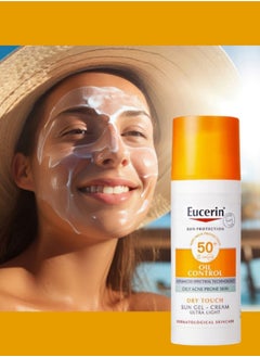 Eucerin Ultra Light Sun Gel SPF 50+ for Oily & Acne-Prone Skin – Advanced Oil Control, Dry Touch, UVA/UVB & HEVIS Protection, Non-Greasy, 50ml  - Image 1