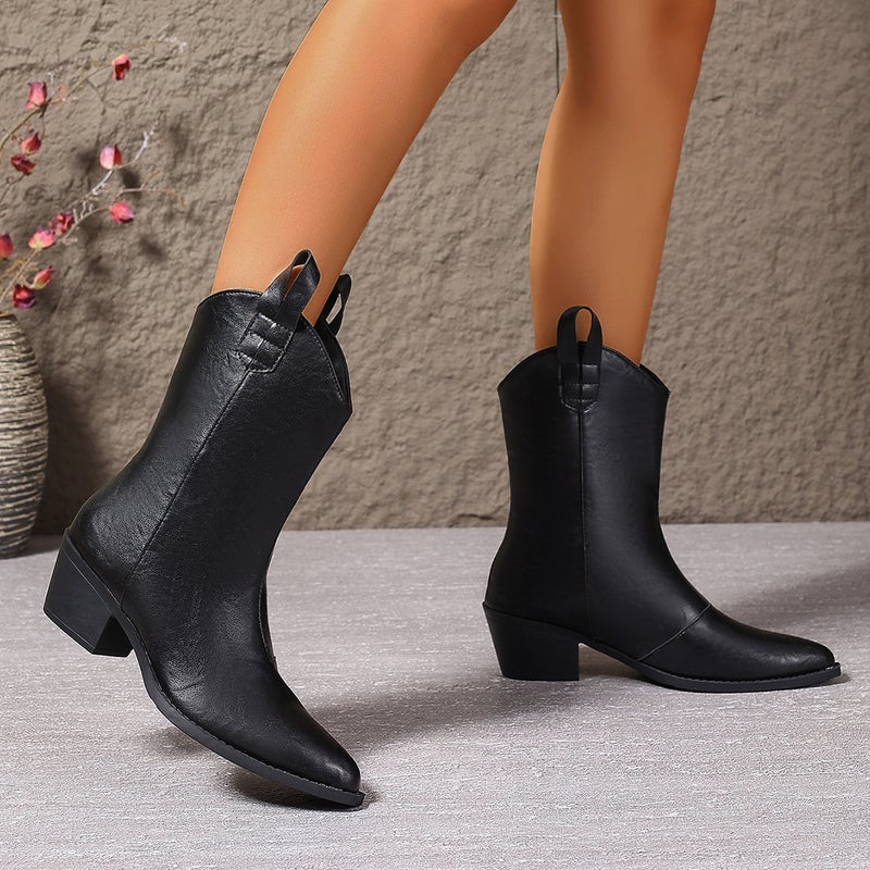 Sleeve Thick Heel Boots And Ankle Boots Martin Boots Knight Boots Plus Size Pointed Boots - Image 4
