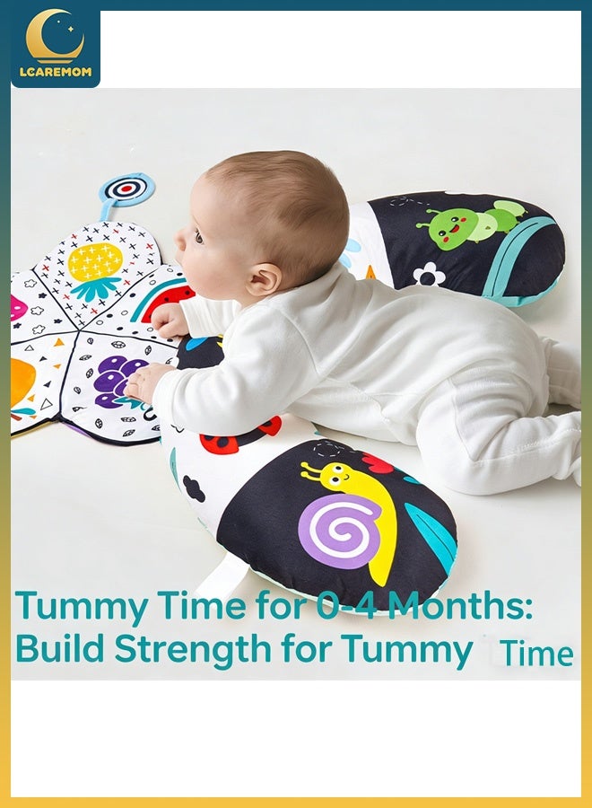 LCAREMOM Tummy Time Pillow U-Shaped Baby Head Support Cushion, Montessori Early Learning Soft Infant Pillow with Color & Black-White Sides for Crawling & Neck Strength, 0-12 Months - Image 4