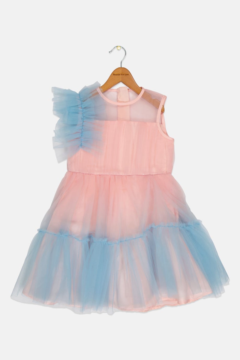 Lunamoon Kids Girl Pleated Mesh Dress, Pink - Image 1