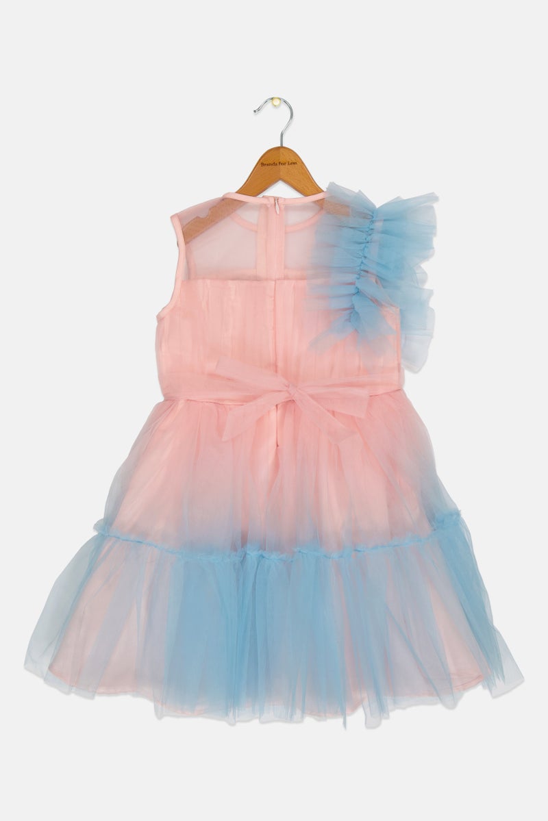 Lunamoon Kids Girl Pleated Mesh Dress, Pink - Image 2